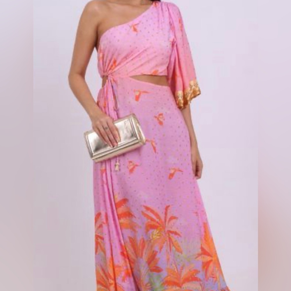 FARM RIO BRAZIL tropical sky print multicolored dress